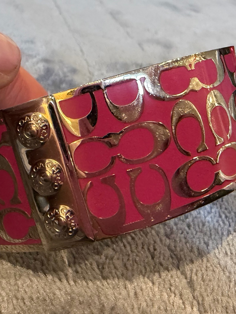 Coach Pink Signature Hinged Bangle Bracelet - Picture 5 of 6